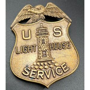 Vintage Brass US  Lighthouse Service Badge REPRO